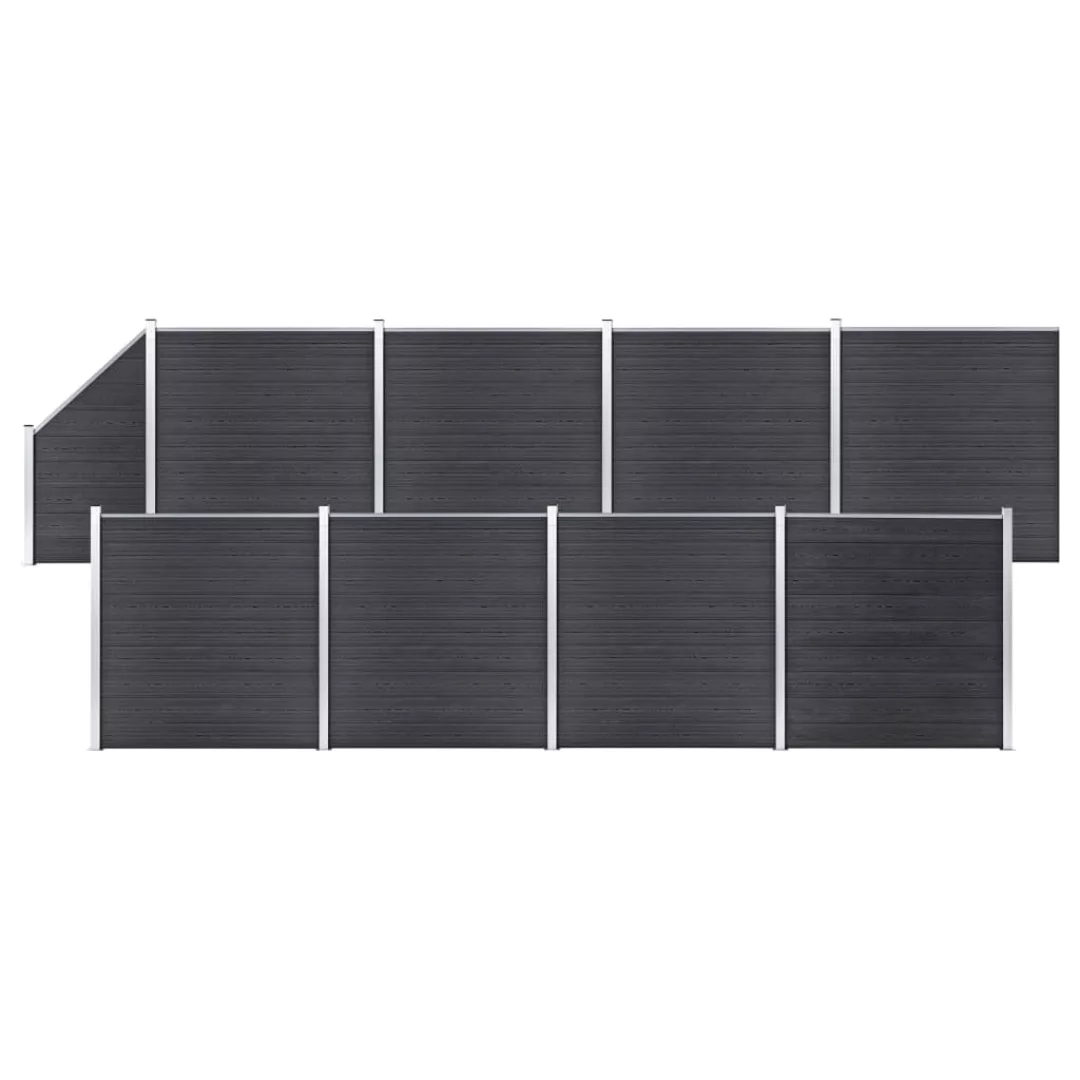 Wpc Zaun-set 8 Quadrate + 1 Schräge 1484x186 Cm Grau günstig online kaufen