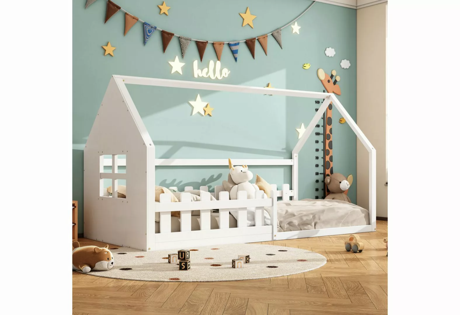 TavilaEcon Kinderbett Holzbett Hausbett Flachbett, 90*200cm günstig online kaufen