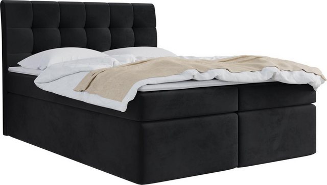 WFL GROUP Boxspringbett mit Topper BELIZE, Samt Doppelbett mit Bettkasten günstig online kaufen