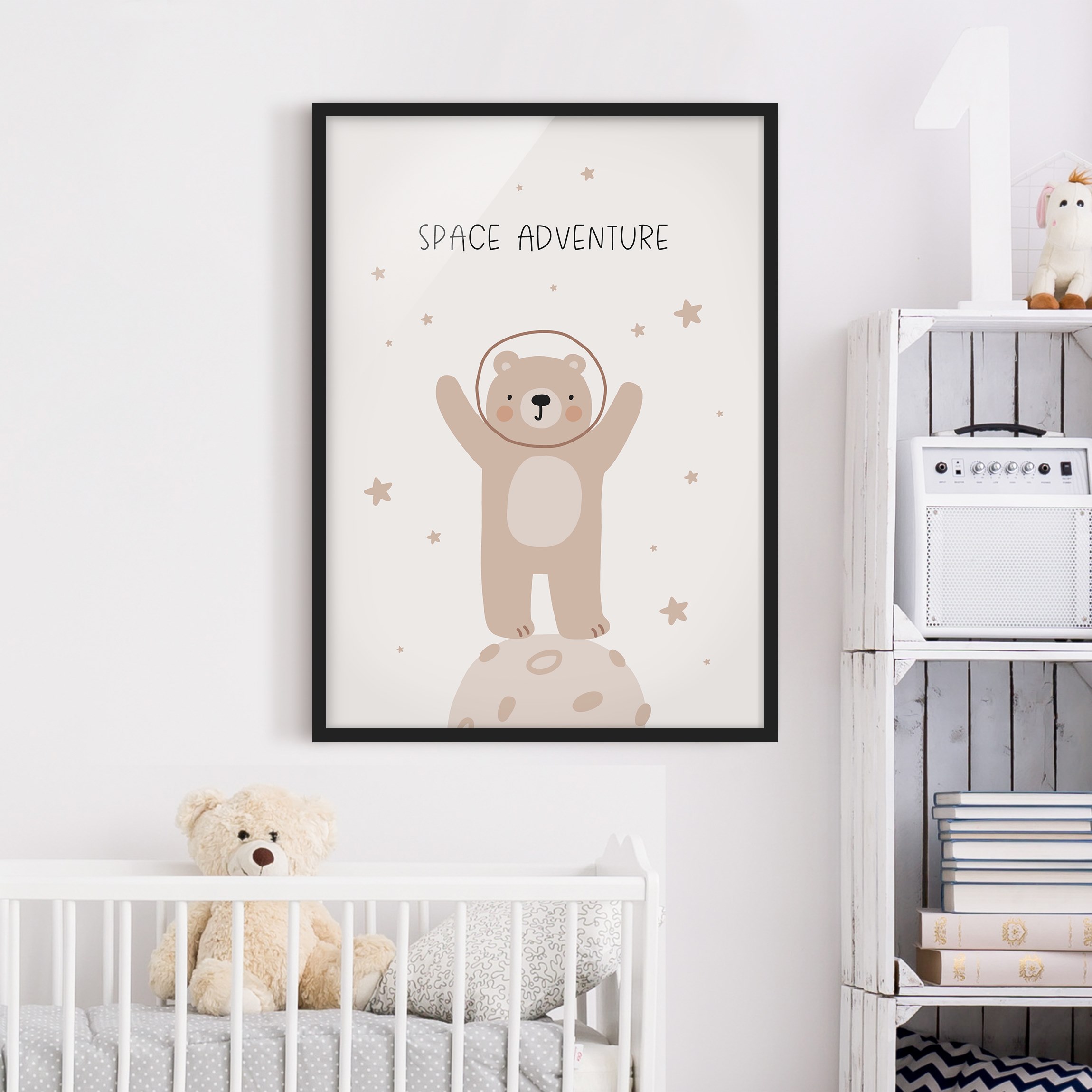 Bild mit Rahmen Boho Bär - Space adventure günstig online kaufen