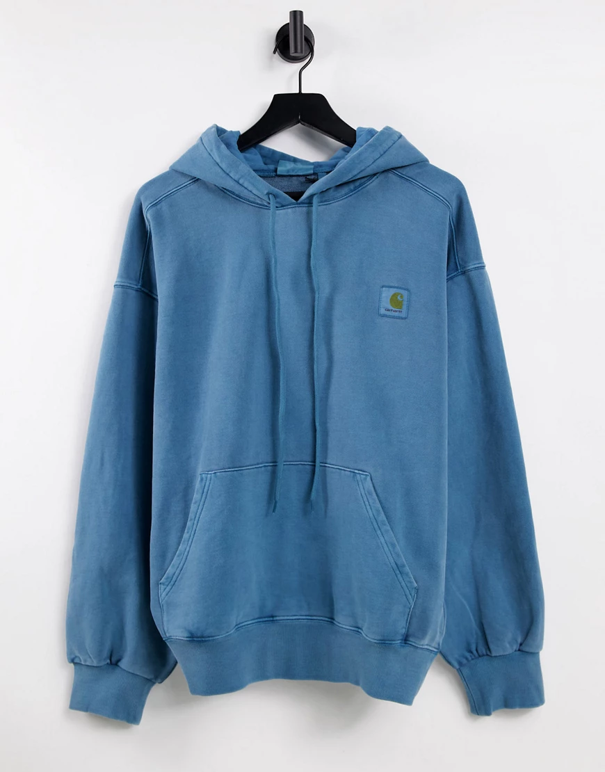 Carhartt WIP – Vista – Oversize-Kapuzenpullover mit Pigmentfärbung in Blau günstig online kaufen