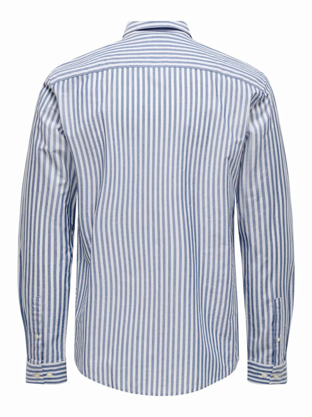Only & Sons – Gestreiftes Hemd in Blau und Weiß günstig online kaufen