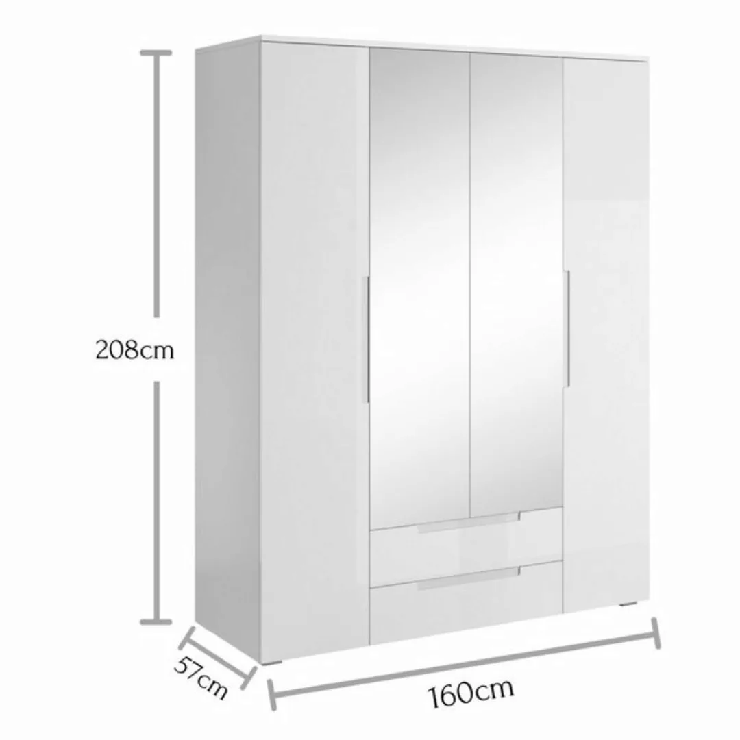 möbelando Kleiderschrank Suzette 160 x 208 x 57 cm (B/H/T) günstig online kaufen