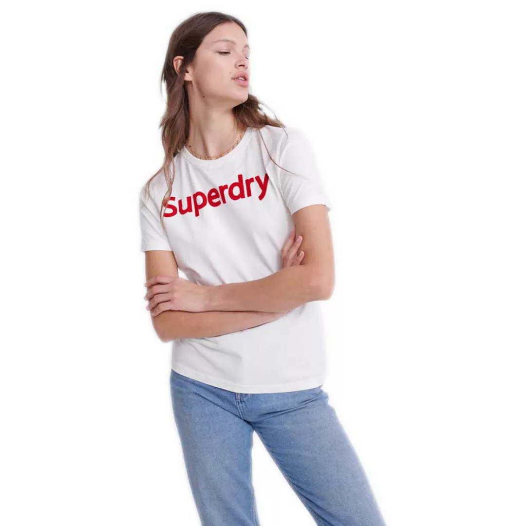 Superdry Regular Flock Kurzarm T-shirt XS Chalk White günstig online kaufen