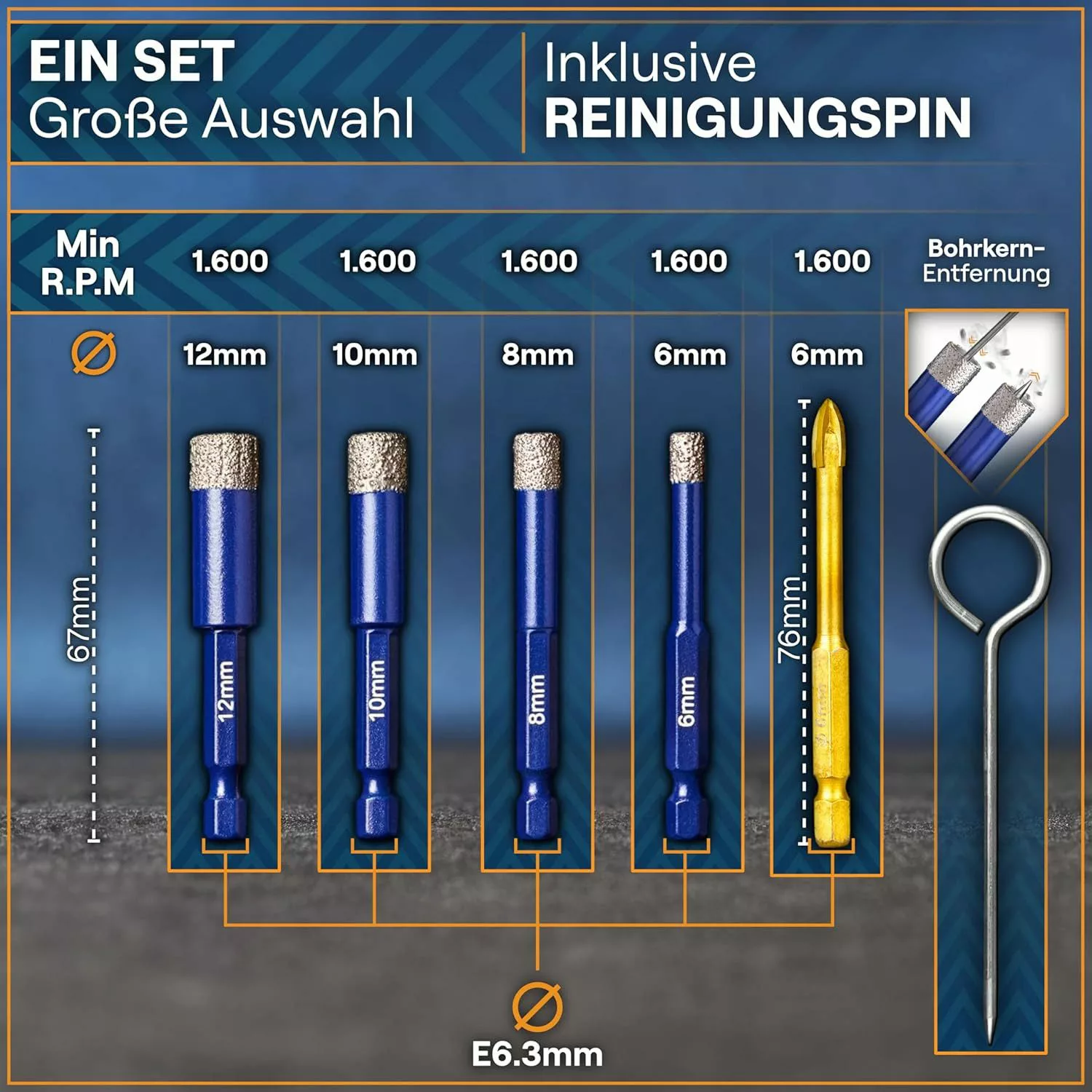 Werkstein Fliesenbohrer Set - 6I8I10I12mm Glasbohrer günstig online kaufen
