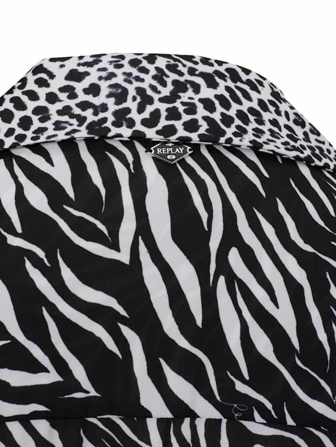 Hemdblusenkleid REPLAY Schwarz Weiß gemustert günstig online kaufen