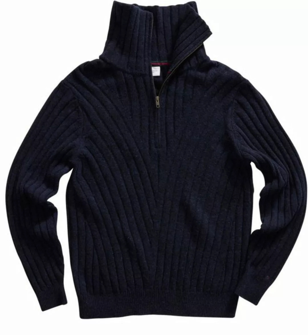 REDGREEN Wollpullover mit Kragen 1/4 Reißverschluss dark-navy melange Jan-E günstig online kaufen