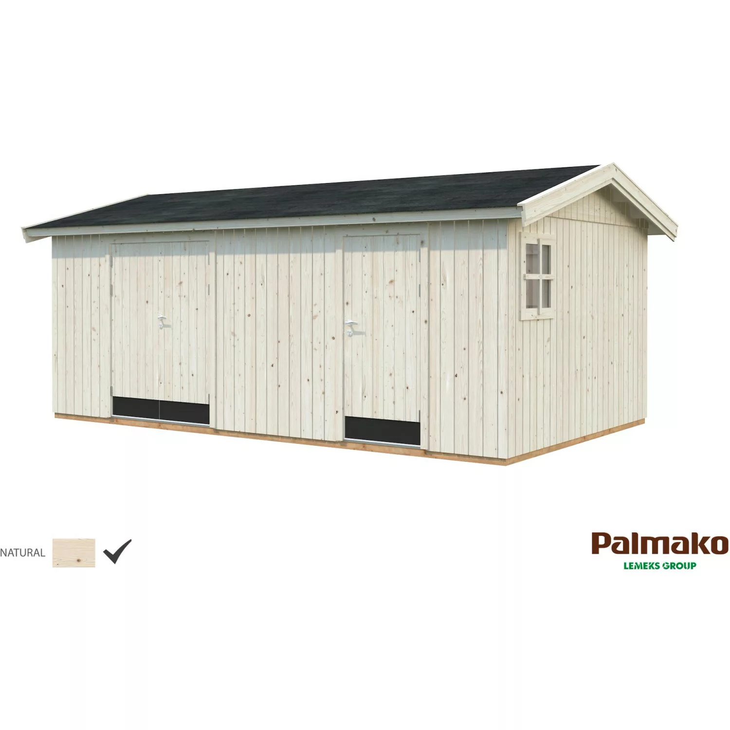 Palmako Olaf Holz-Gartenhaus Natur Satteldach Unbehandelt 561 cm x 330 cm günstig online kaufen