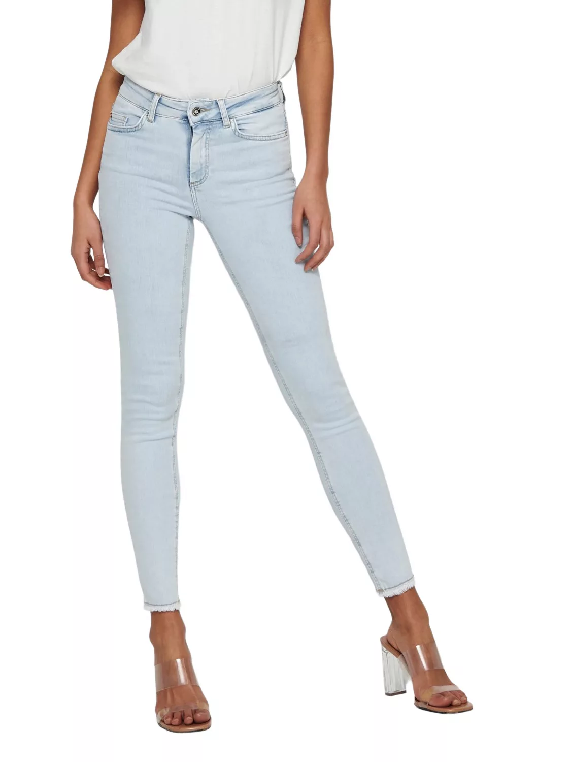 Only Damen Jeans ONLBLUSH LIFE MID SK RAW AK REA298 - Skinny Fit - Blau Lig günstig online kaufen