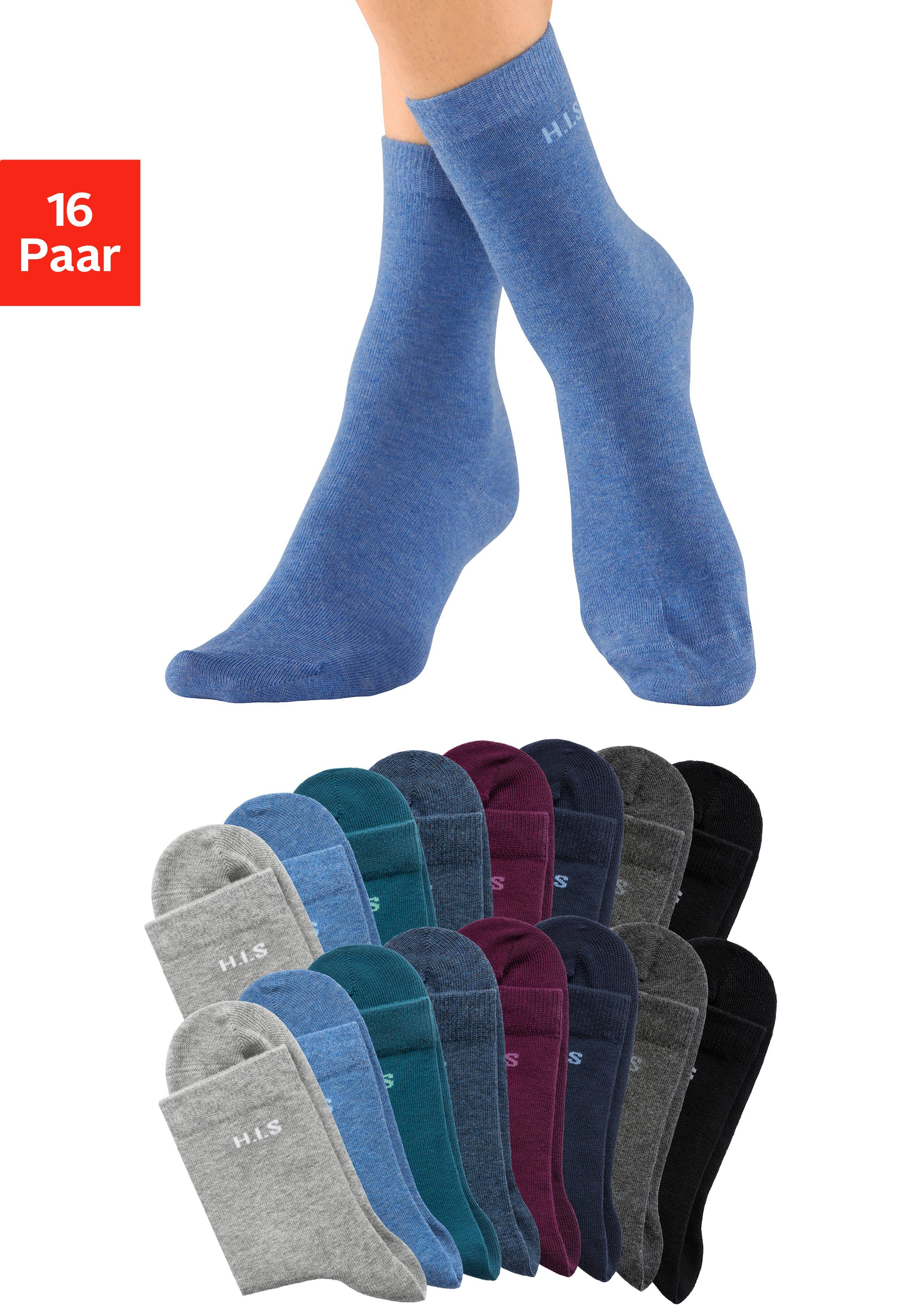 H.I.S Socken (Packung, 16-Paar) mit eingestricktem günstig online kaufen