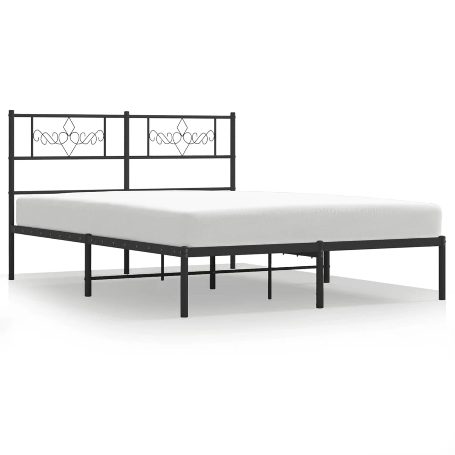 vidaXL Bettgestell, Bettrahmen mit Kopfteil Metall Schwarz 135x190 cm günstig online kaufen