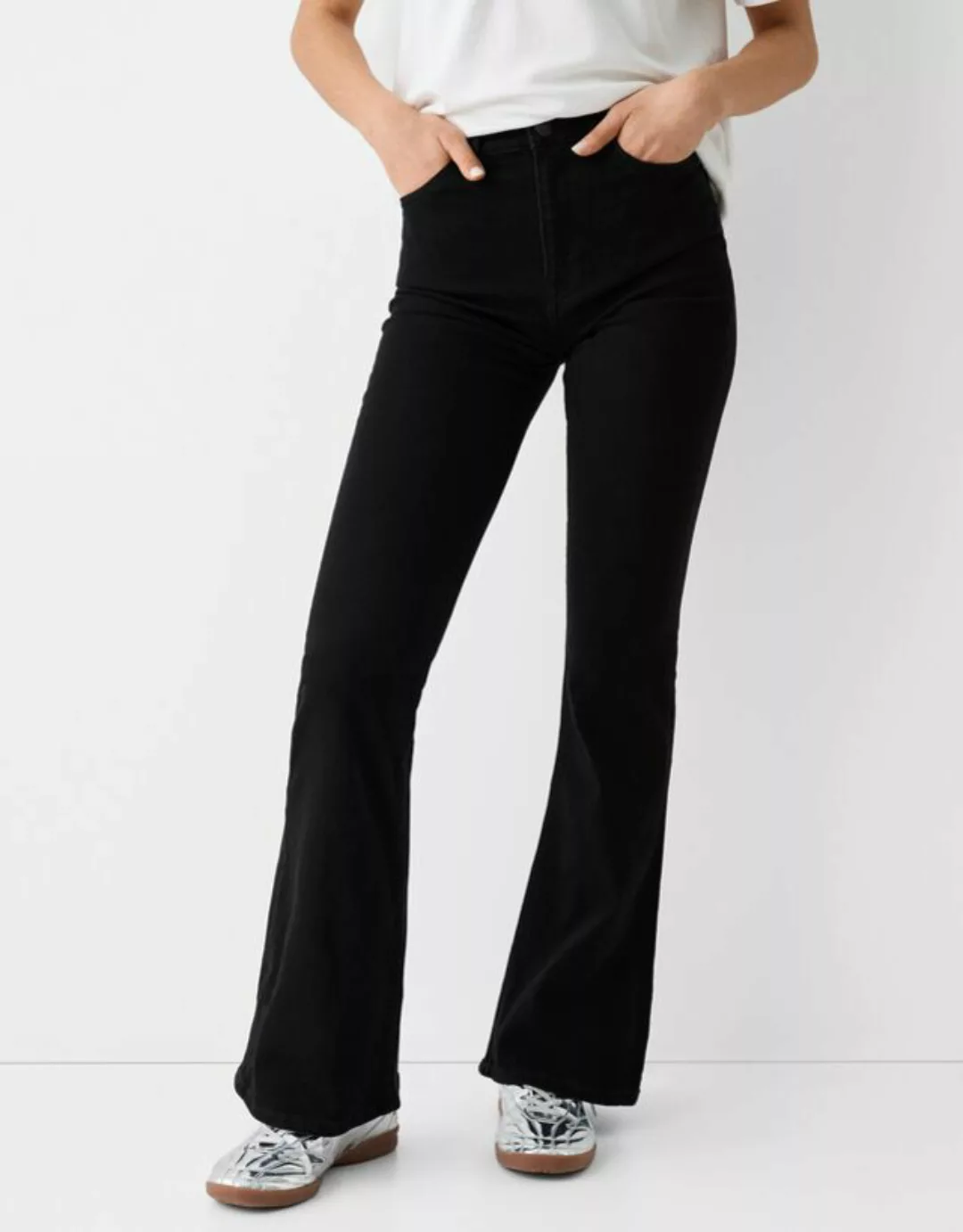 Bershka Jeans-Schlaghose Damen 32 Schwarz günstig online kaufen