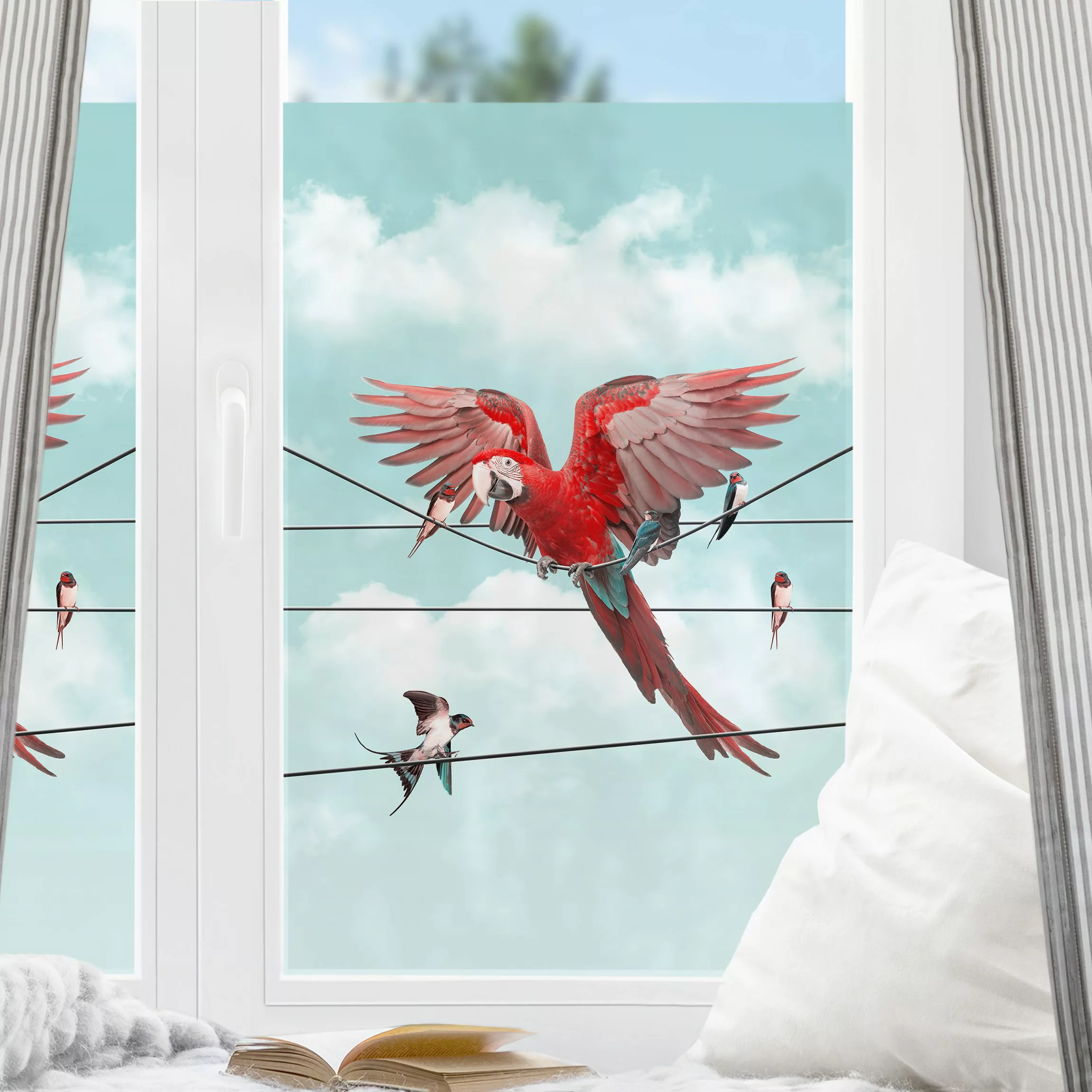 Fensterfolie Himmel mit Vögeln günstig online kaufen
