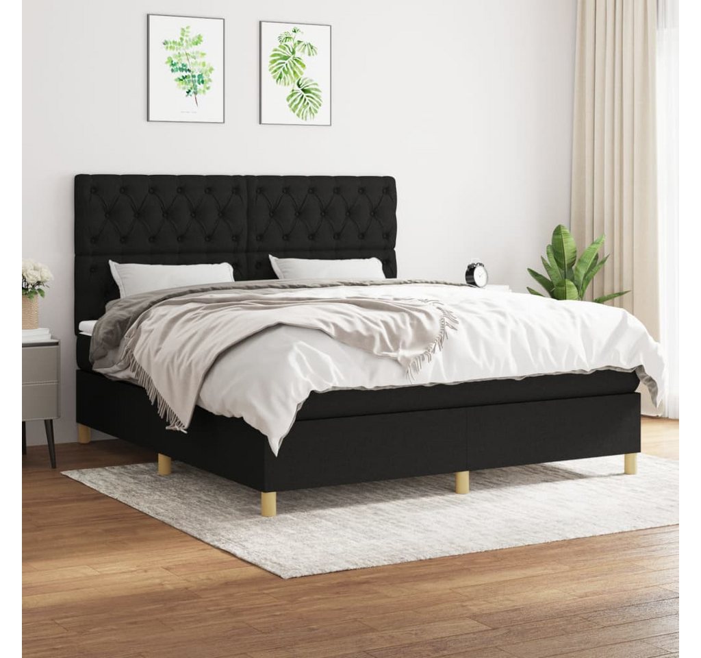 vidaXL Boxspringbett Boxspringbett mit Matratze Schwarz 160x200 cm Stoff Be günstig online kaufen