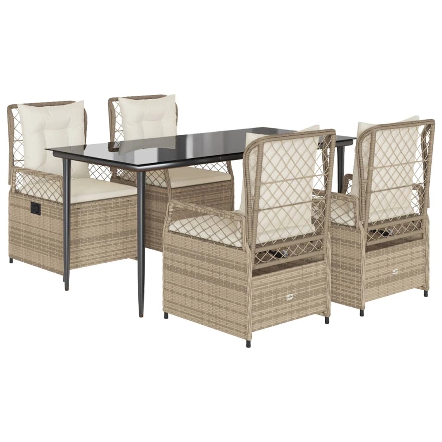 vidaXL 5-Tlg Garten-Essgruppe mit Kissen Beige Poly Rattan 3263016 günstig online kaufen