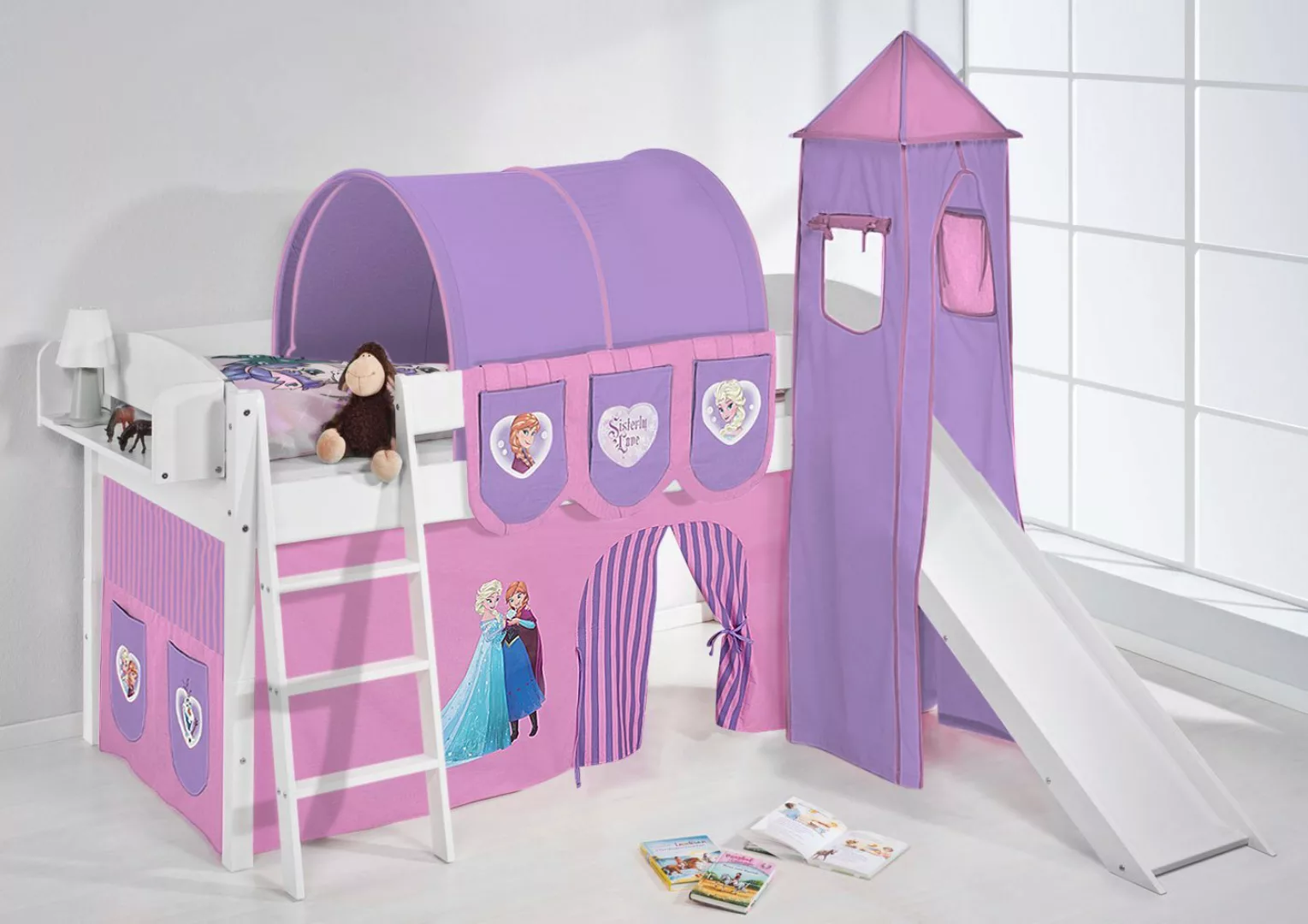 Lilokids Kinderbett Hochbett mit Turm&Rutsche IDA FROZEN Spielbett Eiskönig günstig online kaufen