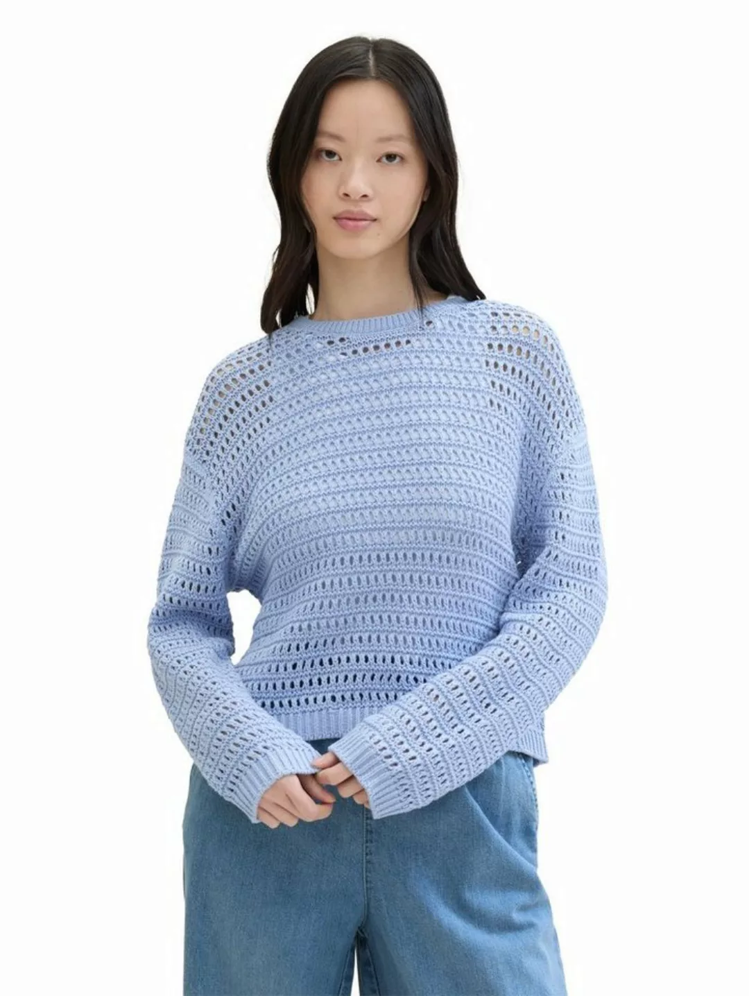 TOM TAILOR Denim Strickpullover mit Loch-Struktur günstig online kaufen