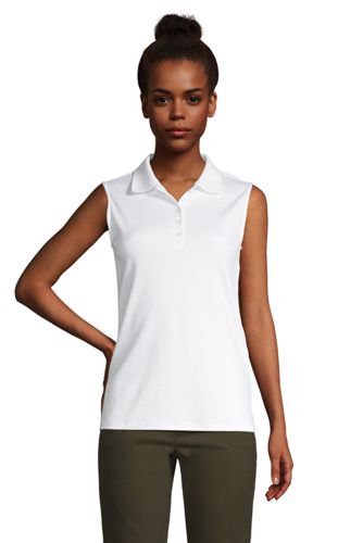 Ärmelloses Supima-Poloshirt, Damen, Größe: S Normal, Weiß, Baumwolle, by La günstig online kaufen