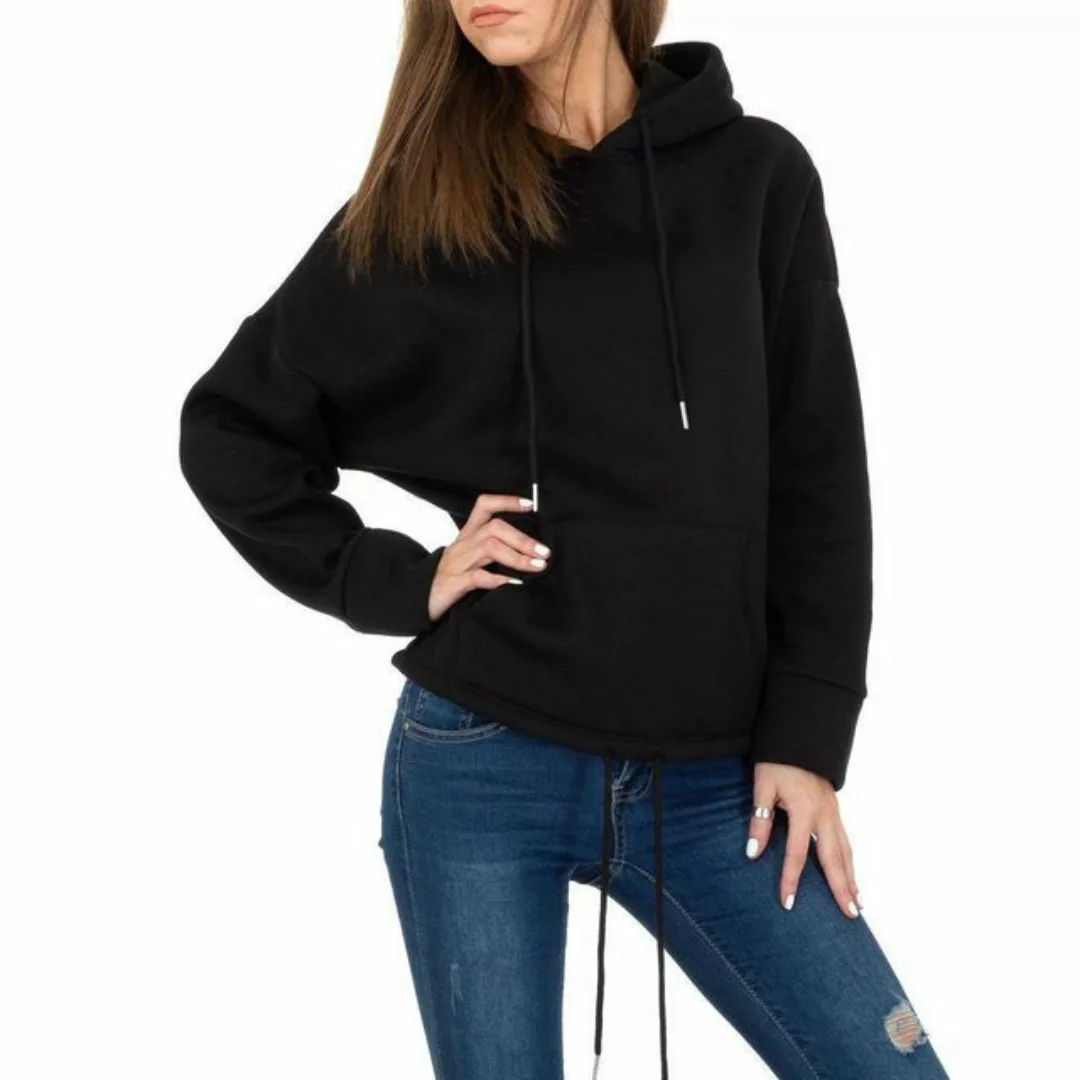 Ital-Design Sweatshirt Damen Freizeit Kapuze Stretch Sweatshirt in Schwarz günstig online kaufen