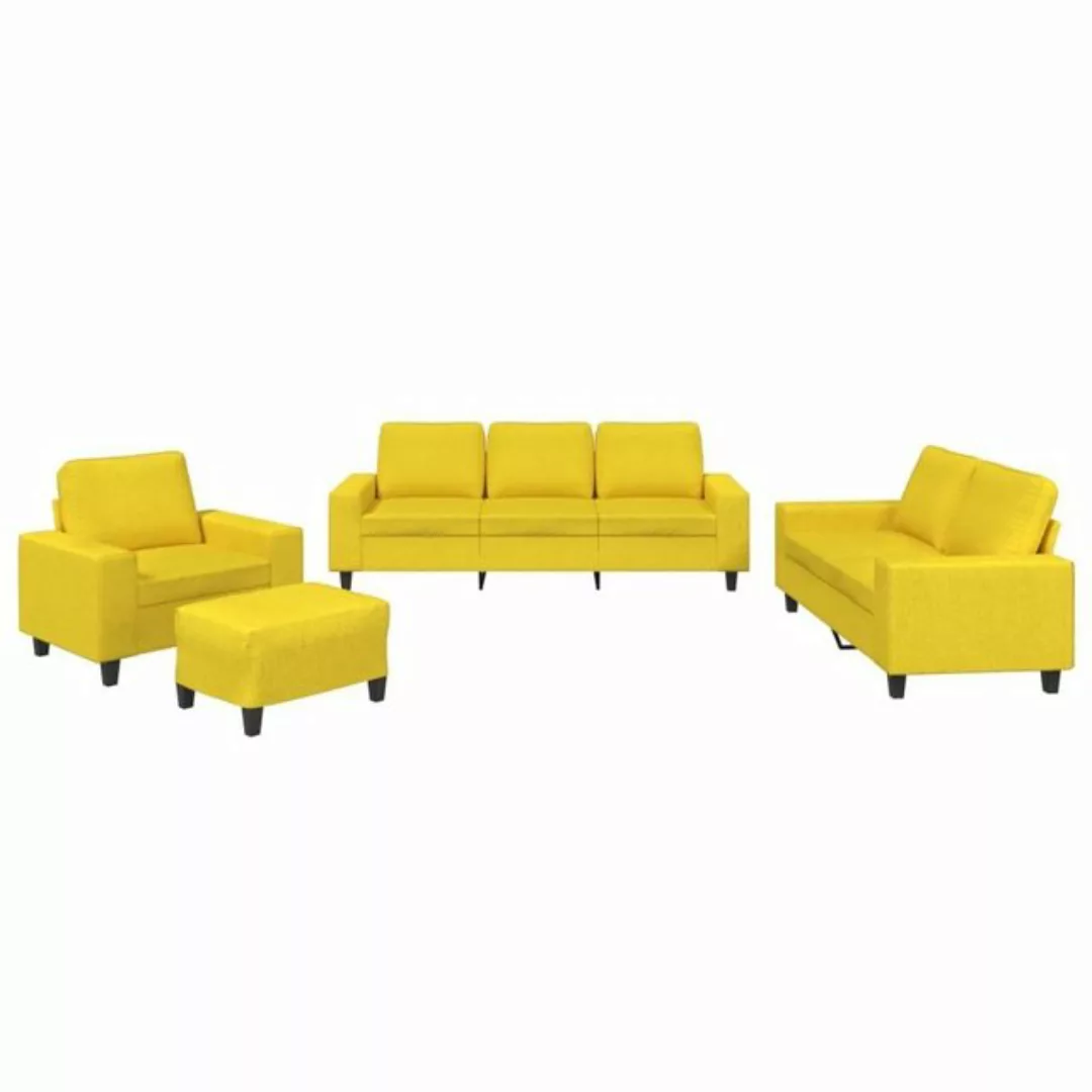 vidaXL Sofa 4-tlg. Sofagarnitur Hellgelb Stoff günstig online kaufen