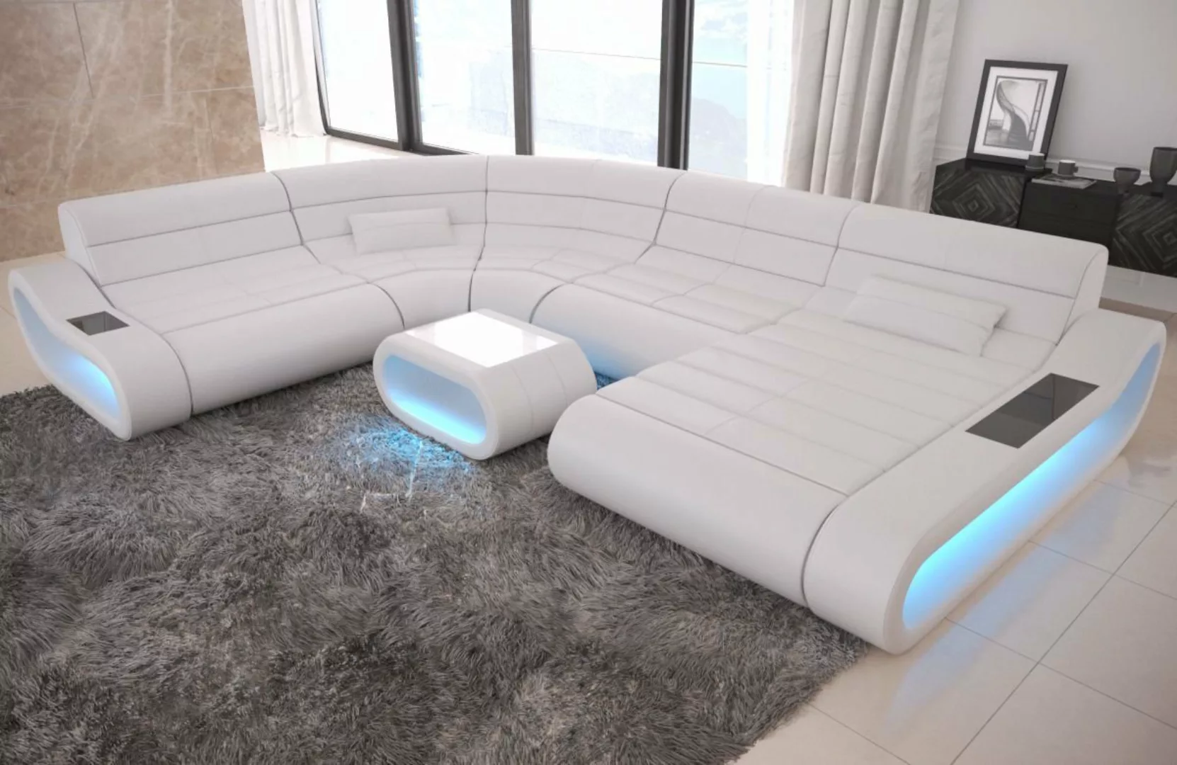 Sofa Dreams Wohnlandschaft Leder Sofa Ledercouch Concept XXL U Form Lederso günstig online kaufen