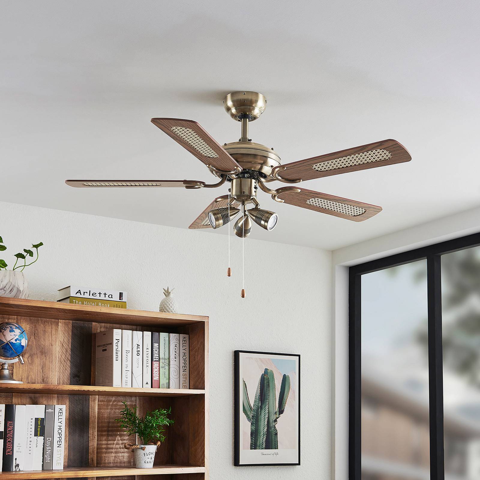 Lucande Deckenventilator mit Licht Anariki, leise, messing günstig online kaufen