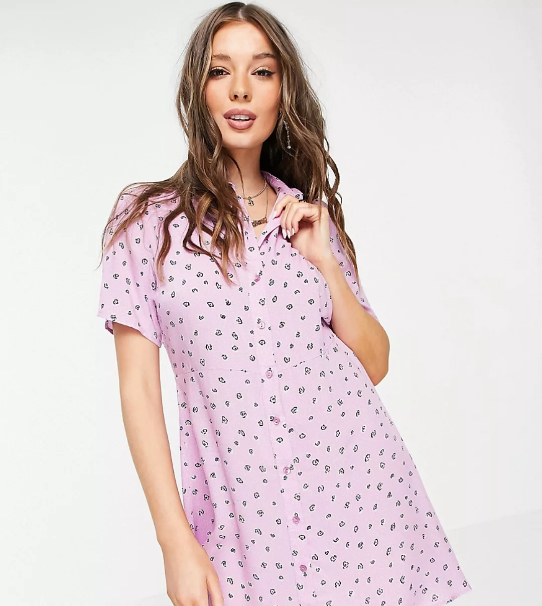 Pieces – Exklusives Mini-Hemdkleid mit Blümchenmuster in Rosa-Mehrfarbig günstig online kaufen
