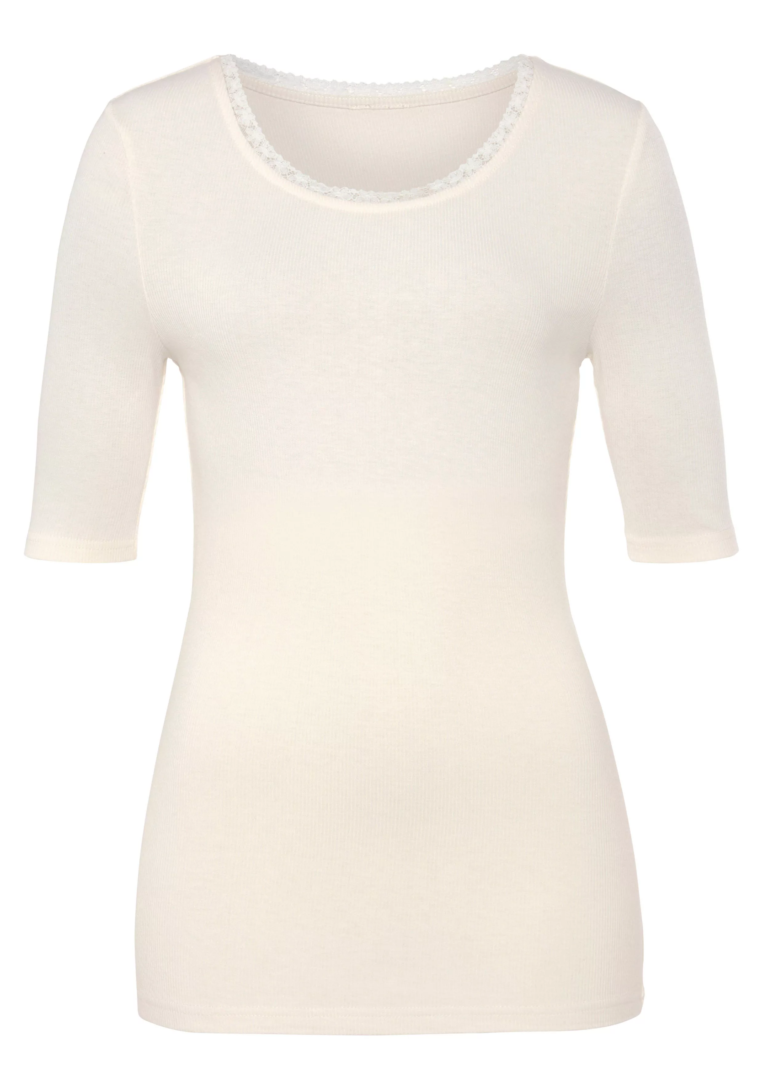 LASCANA T-Shirt (1-tlg) mit Spitze am Ausschnitt günstig online kaufen