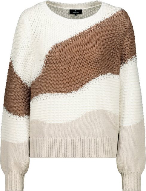 Monari Blusenshirt Strickpullover mit Intarsienmuster off-white günstig online kaufen