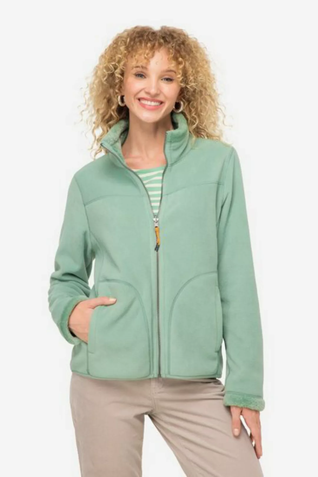 Laurasøn Sweatjacke Wende-Jacke Fleece- und Teddy-Seite Stehkragen günstig online kaufen