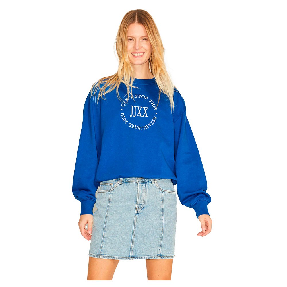 Jjxx Beatrice Loose Vint Pullover XS Blue Iolite / Detail Bright White Prin günstig online kaufen