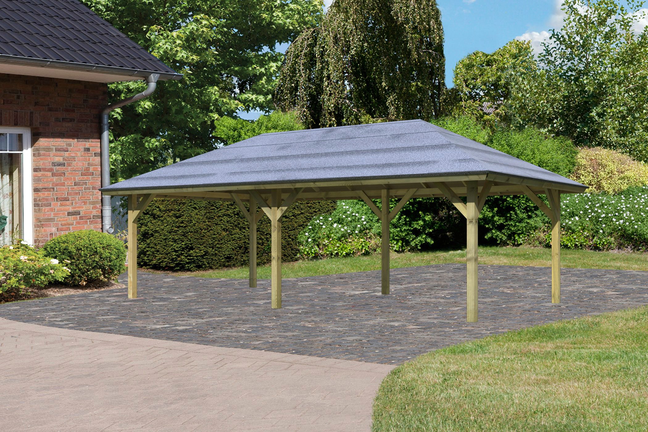 Karibu Pavillon "Kirn 2", (Set), BxTxH: 338x592x290 cm, mit H-Pfostenanker günstig online kaufen