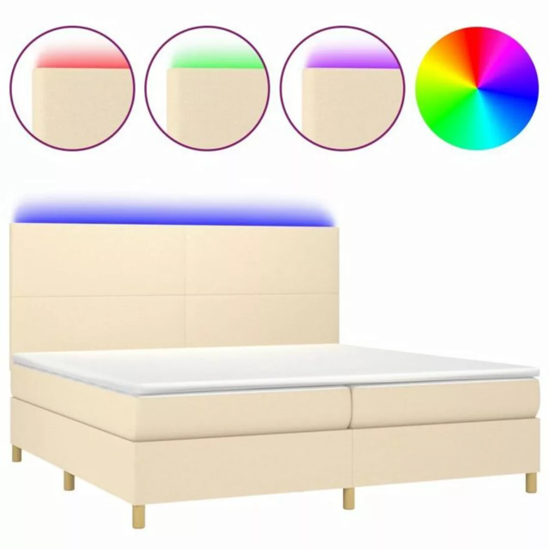 vidaXL Bettgestell Boxspringbett mit Matratze LED Blau 200x200 cm Stoff Bet günstig online kaufen