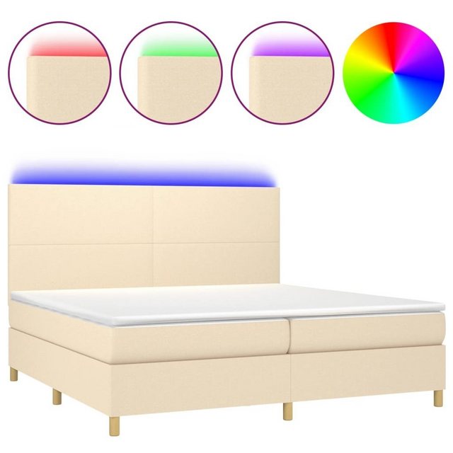 vidaXL Boxspringbett Boxspringbett mit Matratze LED Creme 200x200 cm Stoff günstig online kaufen