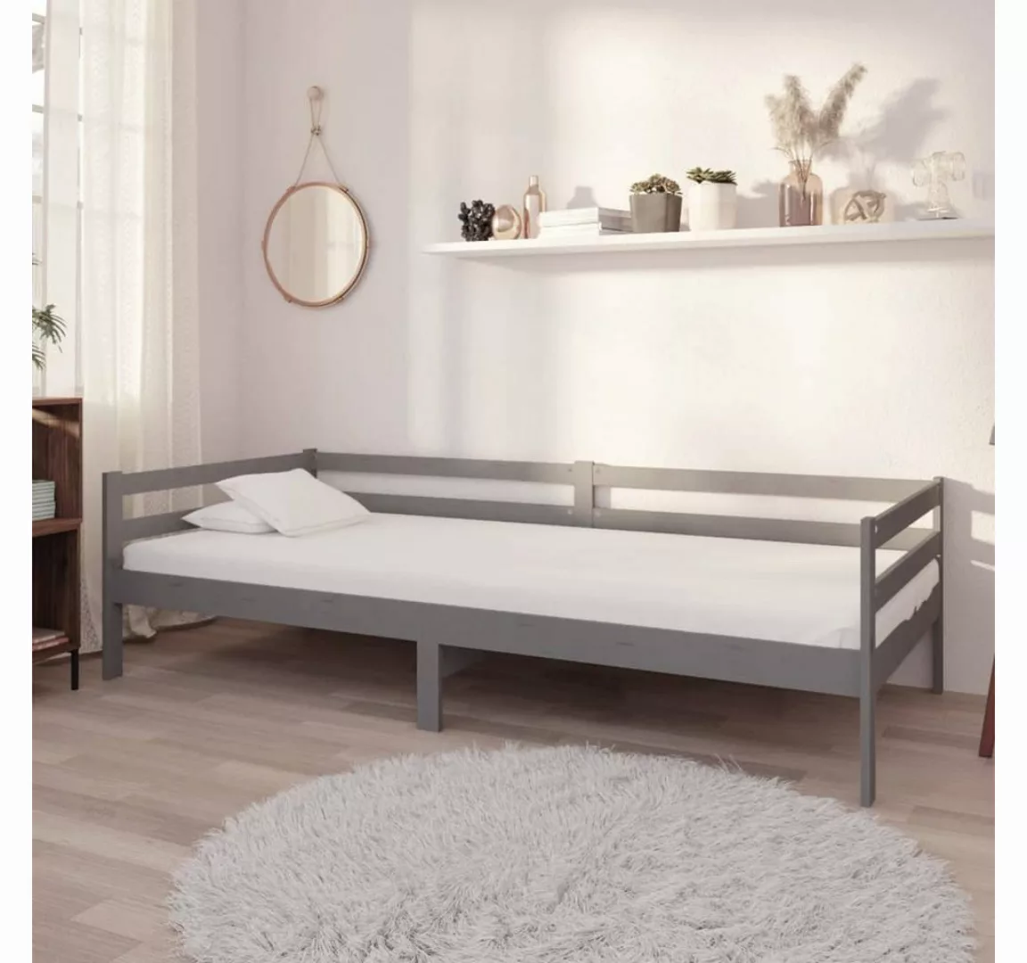 vidaXL Bett Tagesbett mit Matratze 90x200 cm Grau Kiefer Massivholz günstig online kaufen