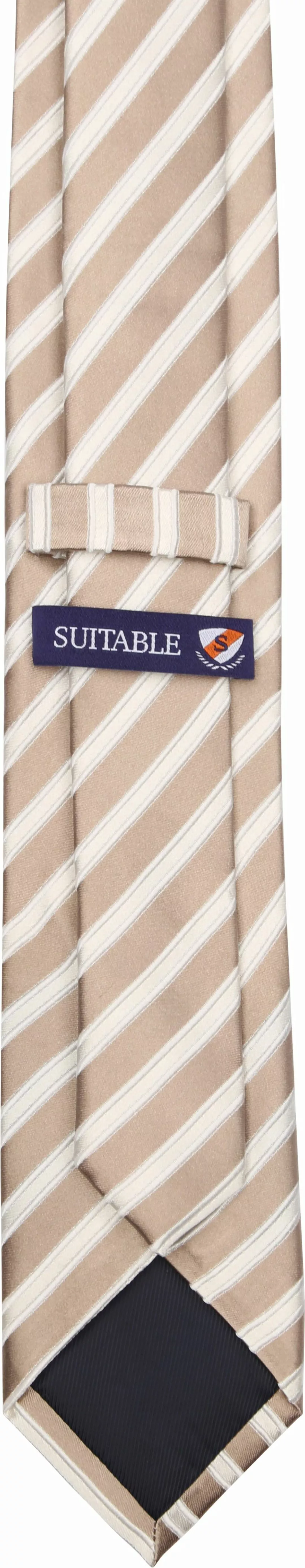 Suitable Krawatte Seide Streif Beige  - günstig online kaufen