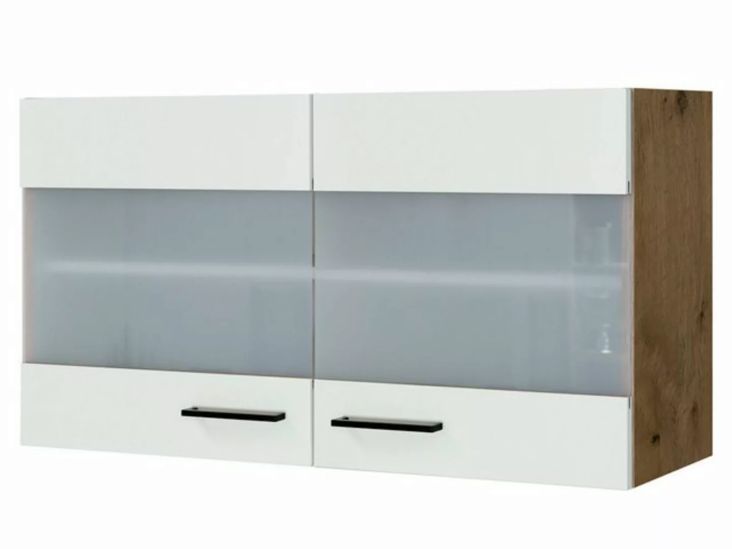 Flex-Well Glashängeschrank Glashängeschrank Küche - 100 cm breit - Magnolia günstig online kaufen