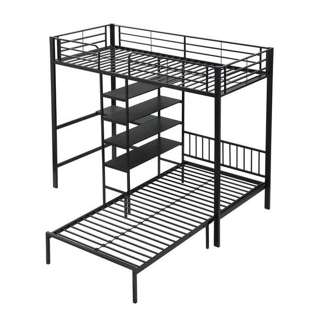 Gotagee Metallbett Eisenrahmen Bett Etagenbett mit Tisch Kinderbett 90x200c günstig online kaufen