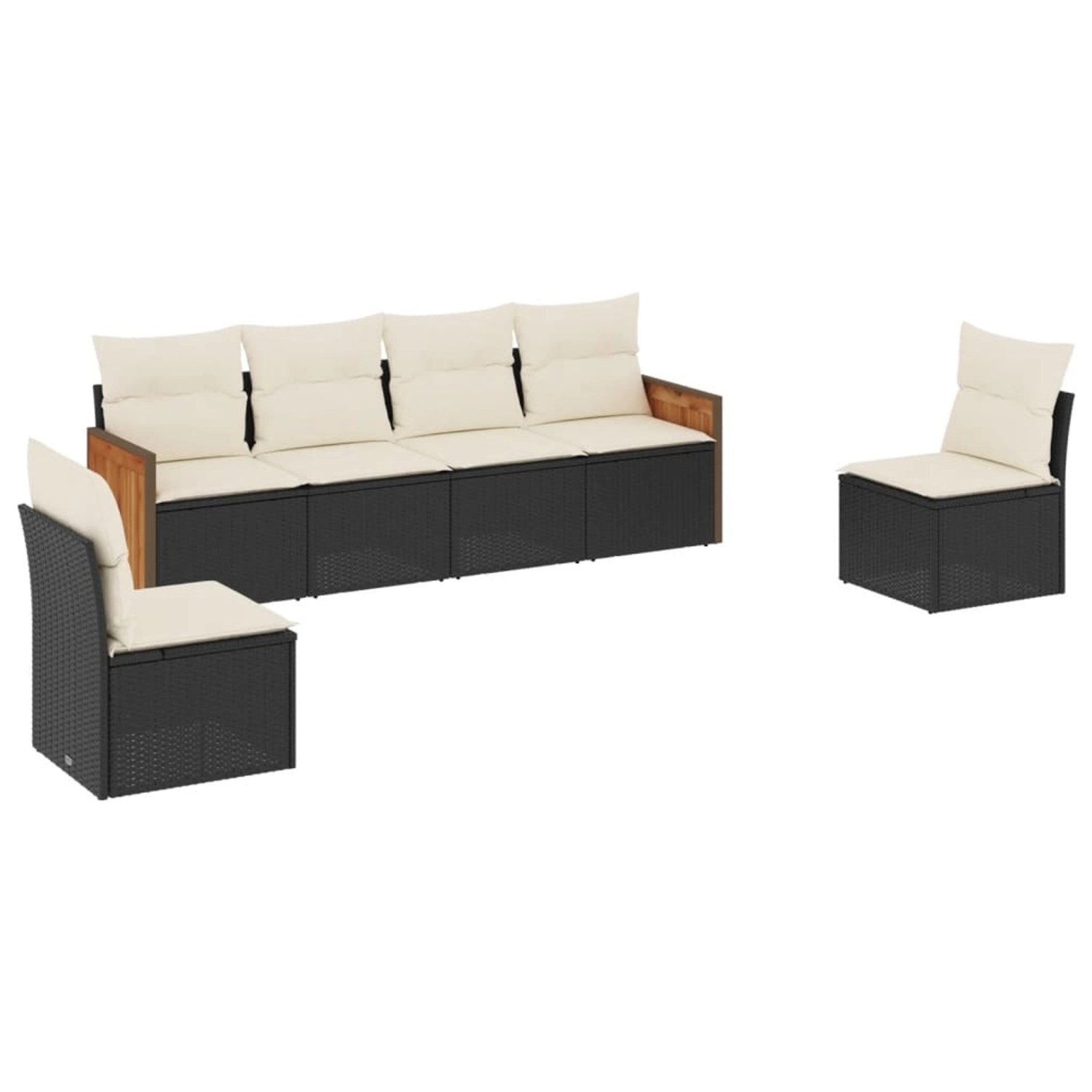 vidaXL 6-Tlg Garten-Sofagarnitur mit Kissen Schwarz Poly Rattan 3227540 günstig online kaufen