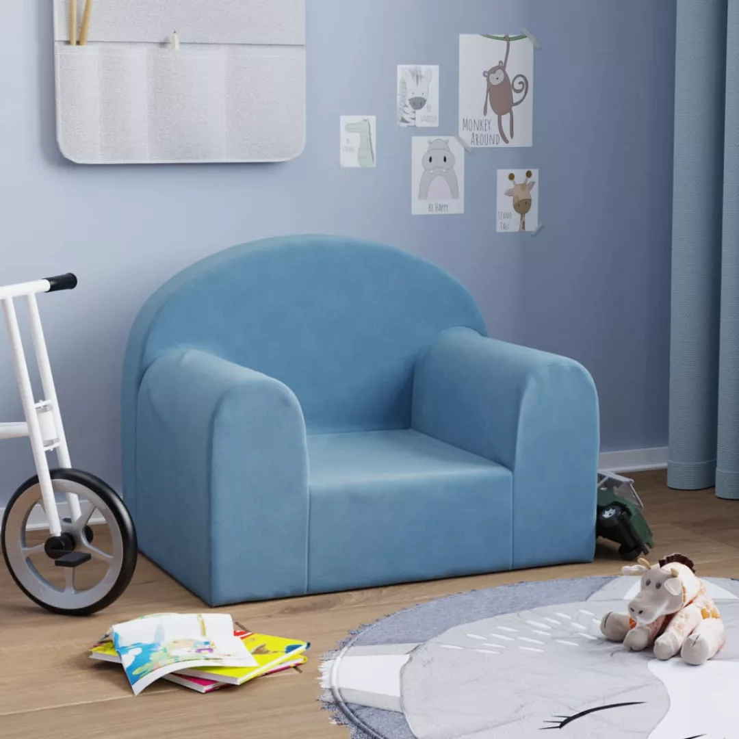 Vidaxl Kindersofa Blau Weich Plüsch günstig online kaufen