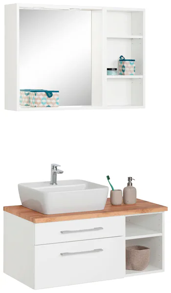 welltime Badmöbel-Set "Davos", (3 St.), Waschplatz mit Regal und Spiegel günstig online kaufen