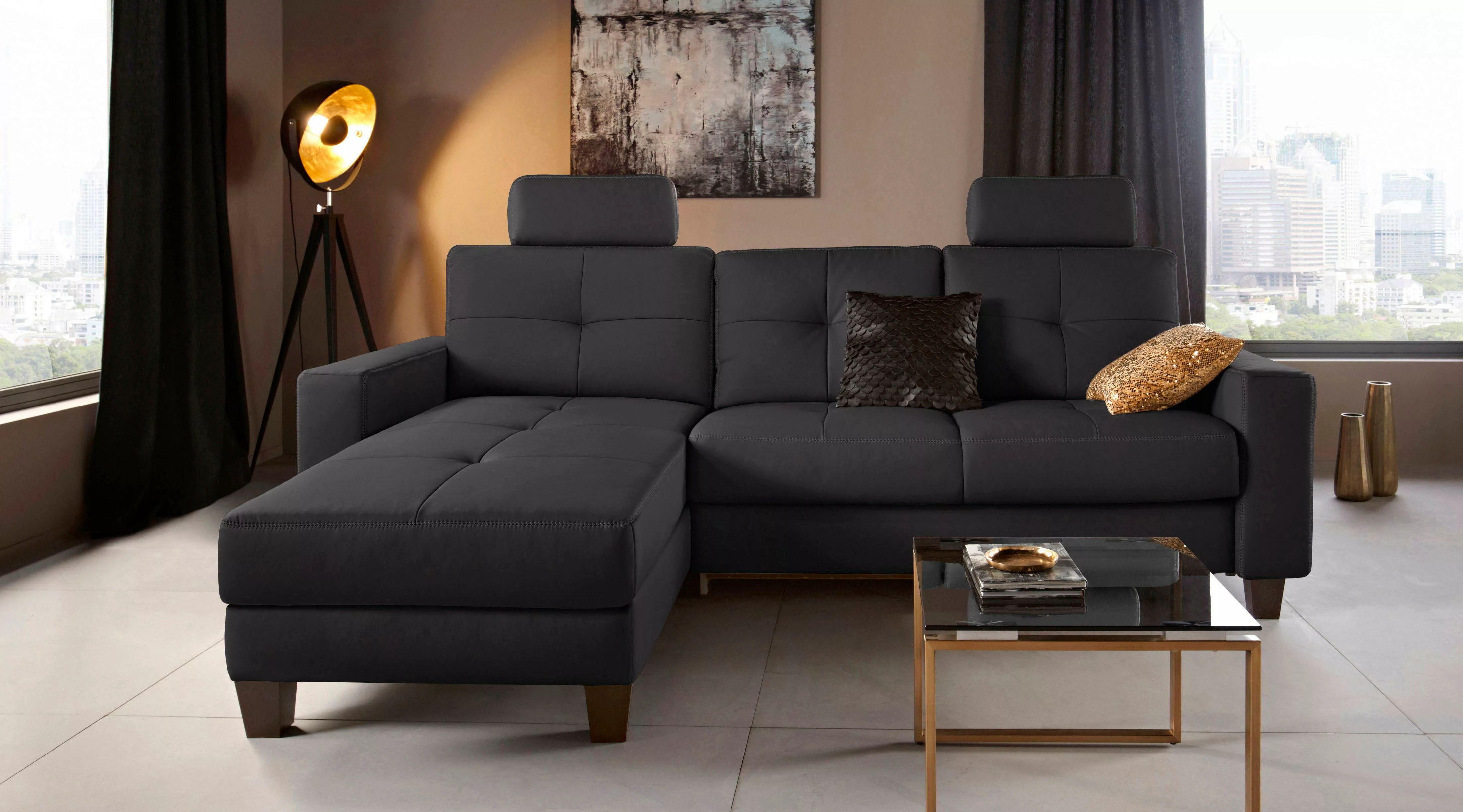 Places of Style Ecksofa "Varese L-Form", Recamiere wahlweise mit elektrisch günstig online kaufen