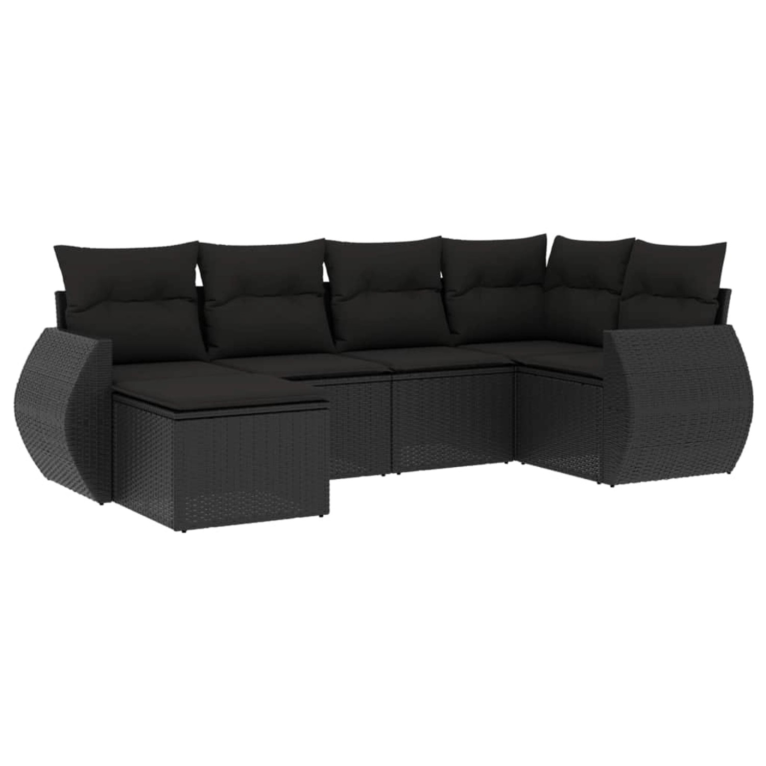 vidaXL 6-Tlg Garten-Sofagarnitur mit Kissen Schwarz Poly Rattan 3253992 günstig online kaufen