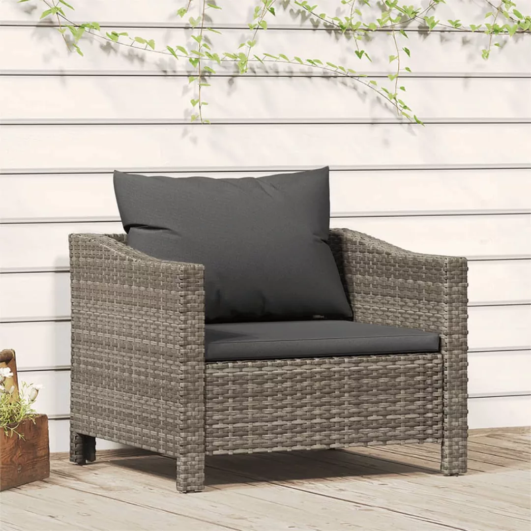 Vidaxl Gartensessel Mit Kissen Grau Poly Rattan günstig online kaufen