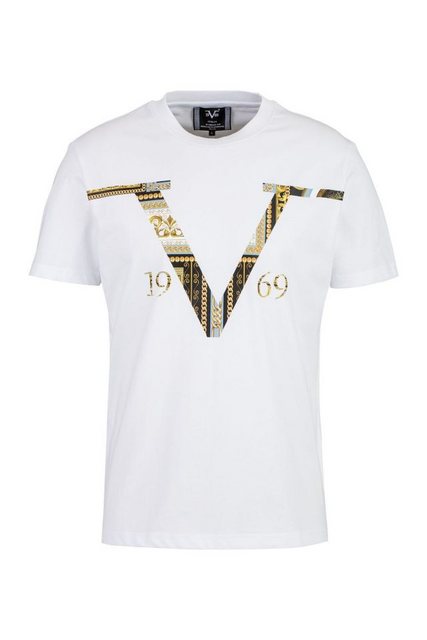 19V69 ITALIA T-Shirt - Baroque R-Neck T-Shirt mit großem Logo günstig online kaufen