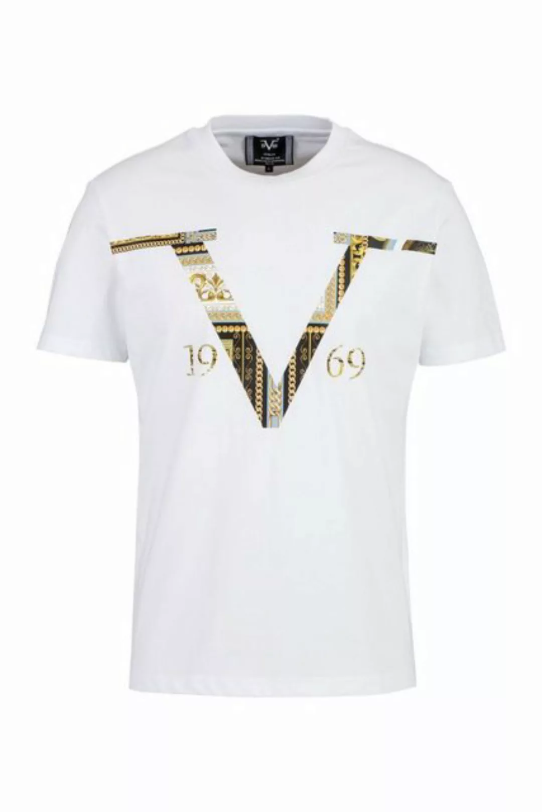 19V69 ITALIA T-Shirt - Baroque R-Neck T-Shirt mit großem Logo günstig online kaufen