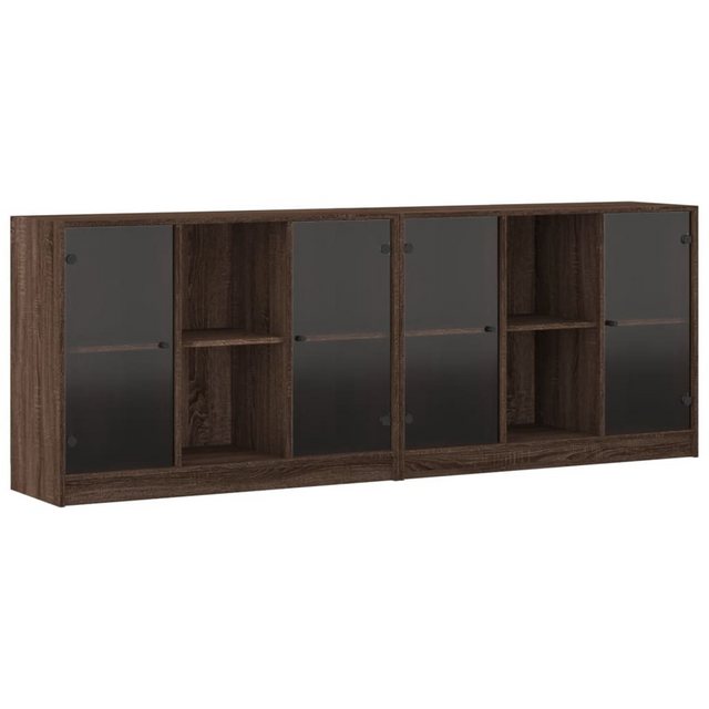 vidaXL Bücherregal Bücherschrank mit Türen Braun Eichen-Optik 204x37x75 cm günstig online kaufen