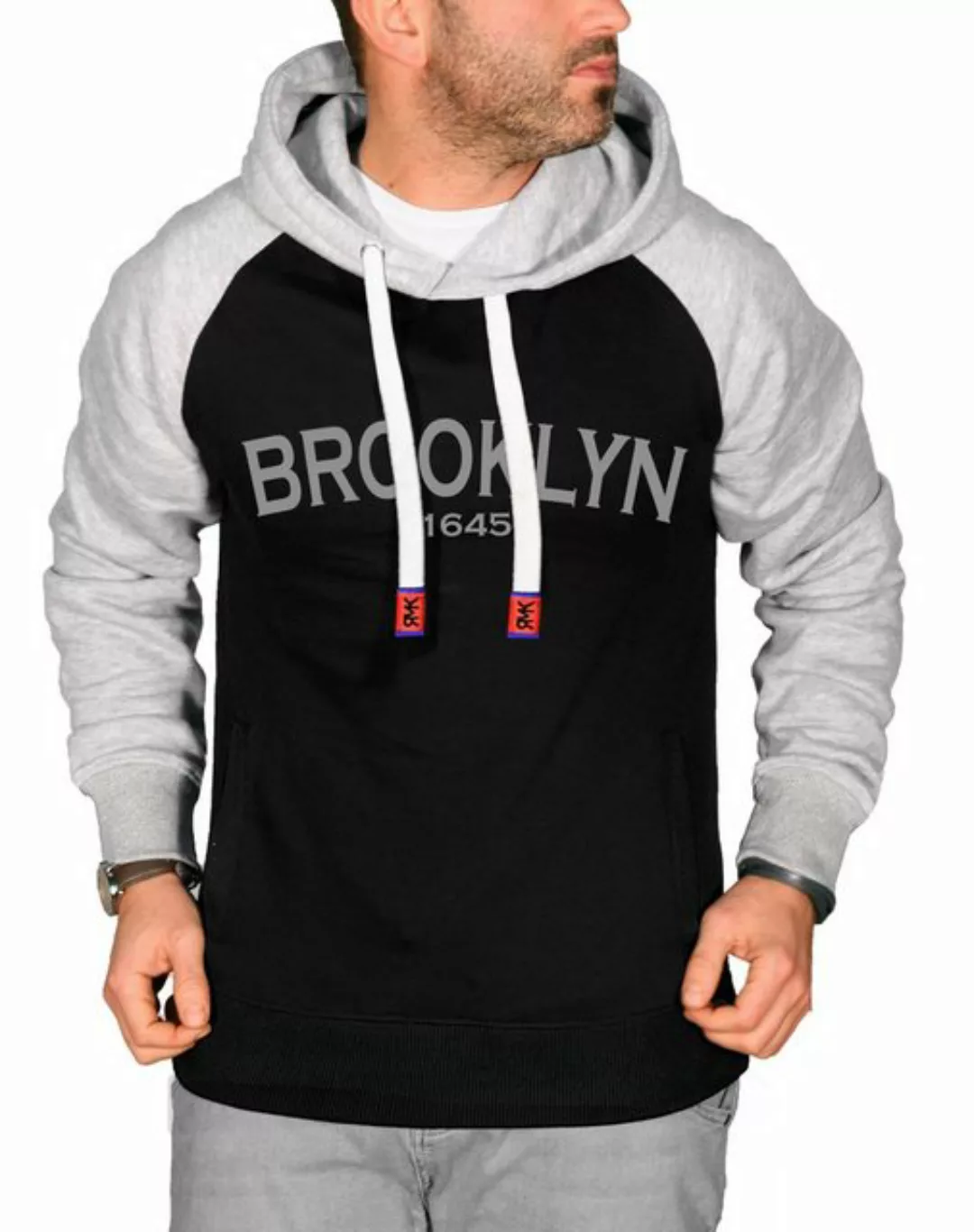 RMK Kapuzenpullover Herren Hoodie mit Kapuze und Aufdruck Brooklyn günstig online kaufen