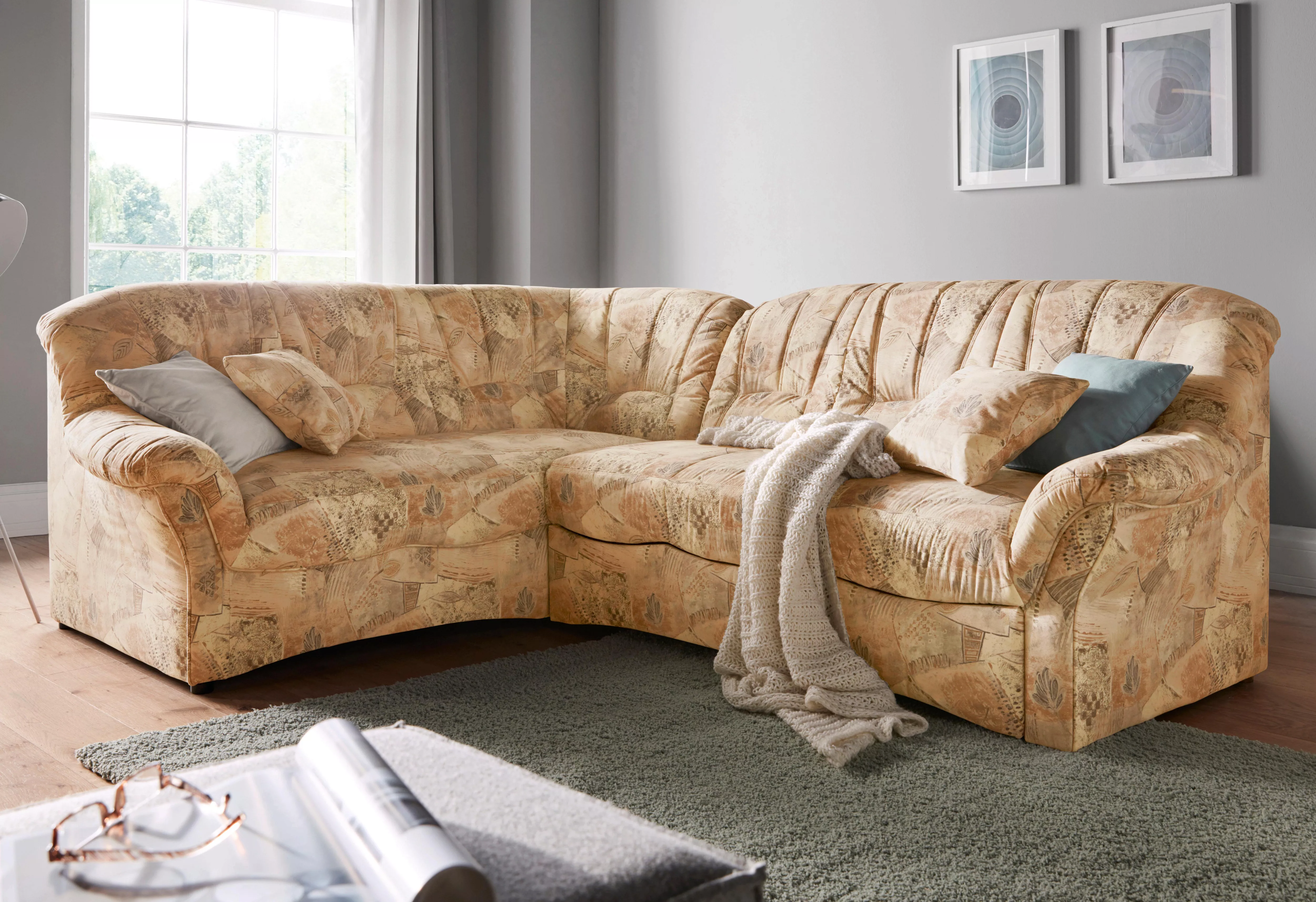 DOMO collection Ecksofa "Bahia, zeitlos und elegant, bequeme Armlehnen, L-F günstig online kaufen