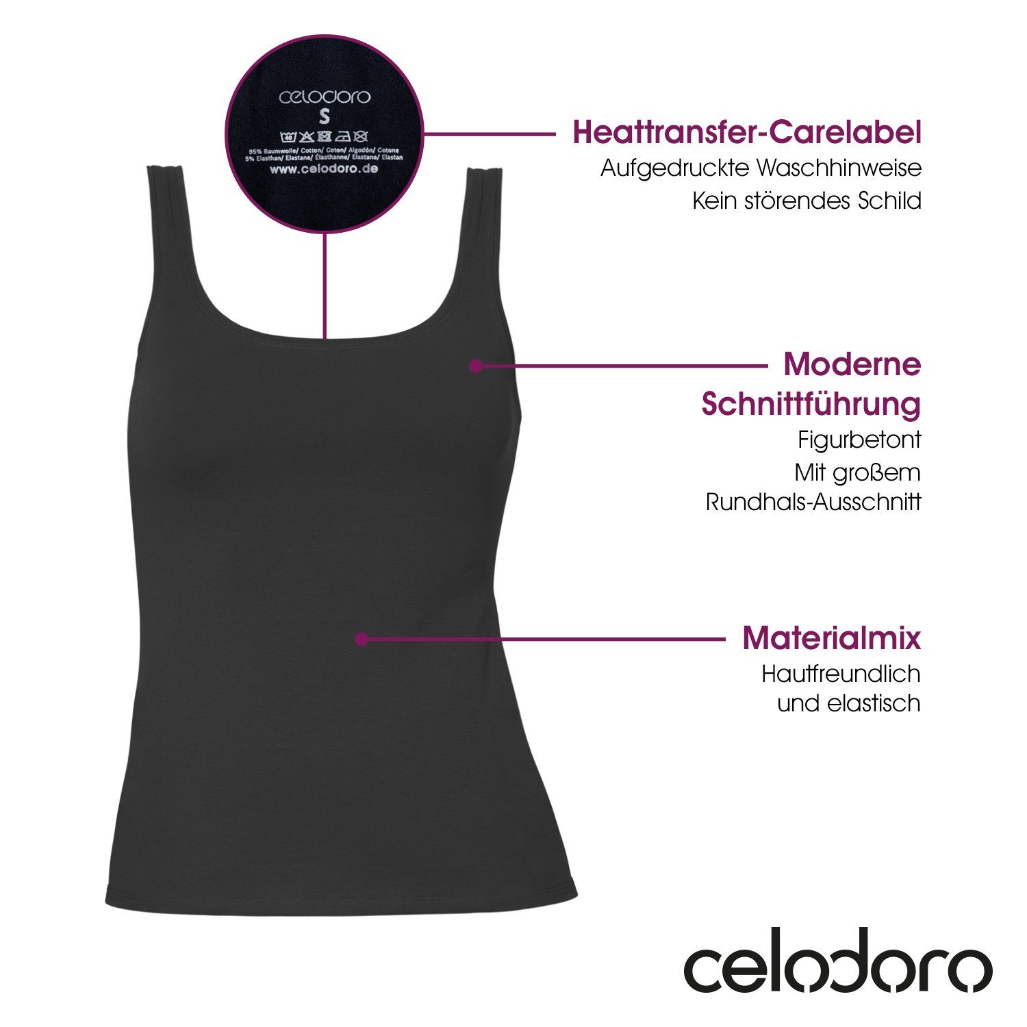 celodoro Unterhemd Damen Basic Tanktop Achselhemd günstig online kaufen